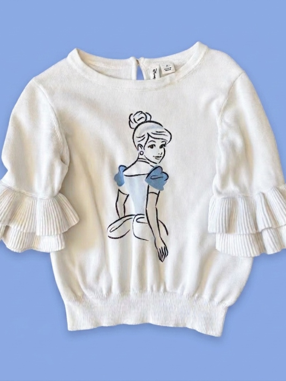 Janie and Jack Disney Princess Cinderella Sweater Top Size 4 White Tiered Ruffle